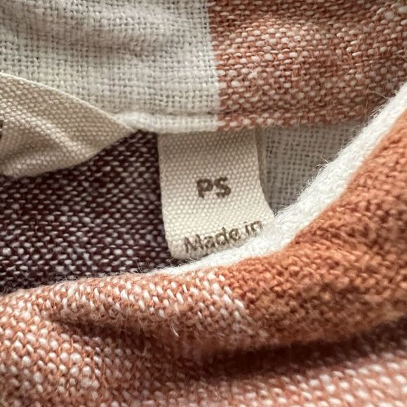 Soft Surroundings Button Up Blouse Small Petite  Linen Blend Checkered Plaid - Picture 4 of 5